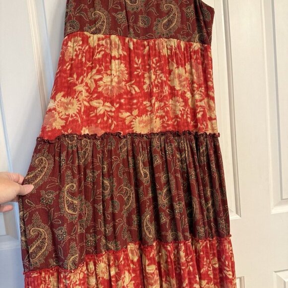 Denim & Supply Ralph Lauren Red Boho Tiered Maxi  Dress Small - Picture 9 of 14